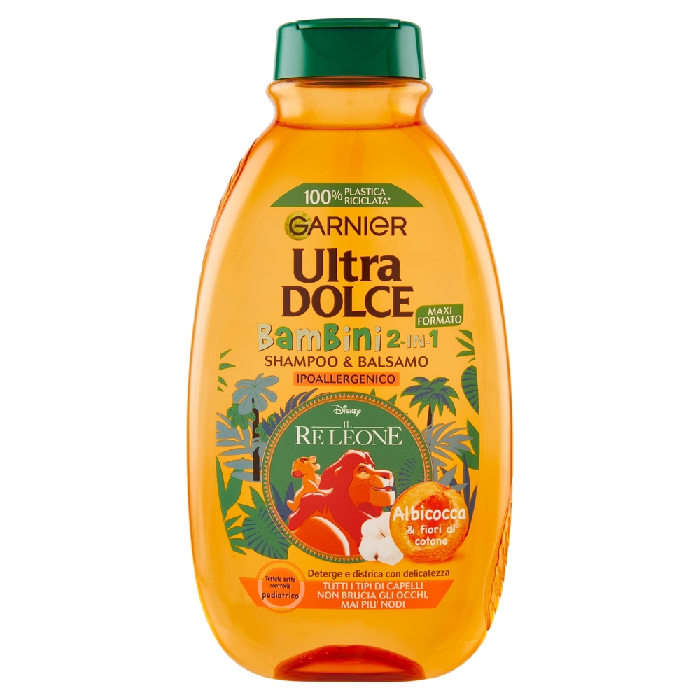 Garnier Ultra Dolce Shampoo 2in1 per Bambini all' albicocca e fiori di cotone, 300 ml